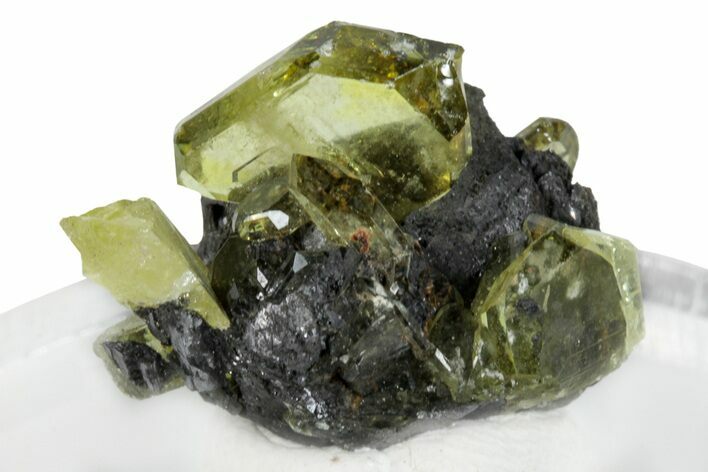 Glassy Yellow Anglesite Crystals on Galena - Morocco #274907